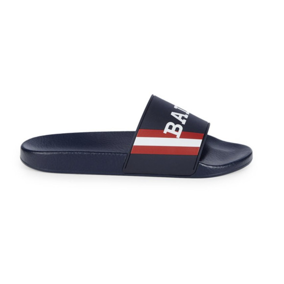 Bally Men\'s Slide Rubber Blue Simon Logo Sandals 8D US 6234035 NIB $195 main image 5